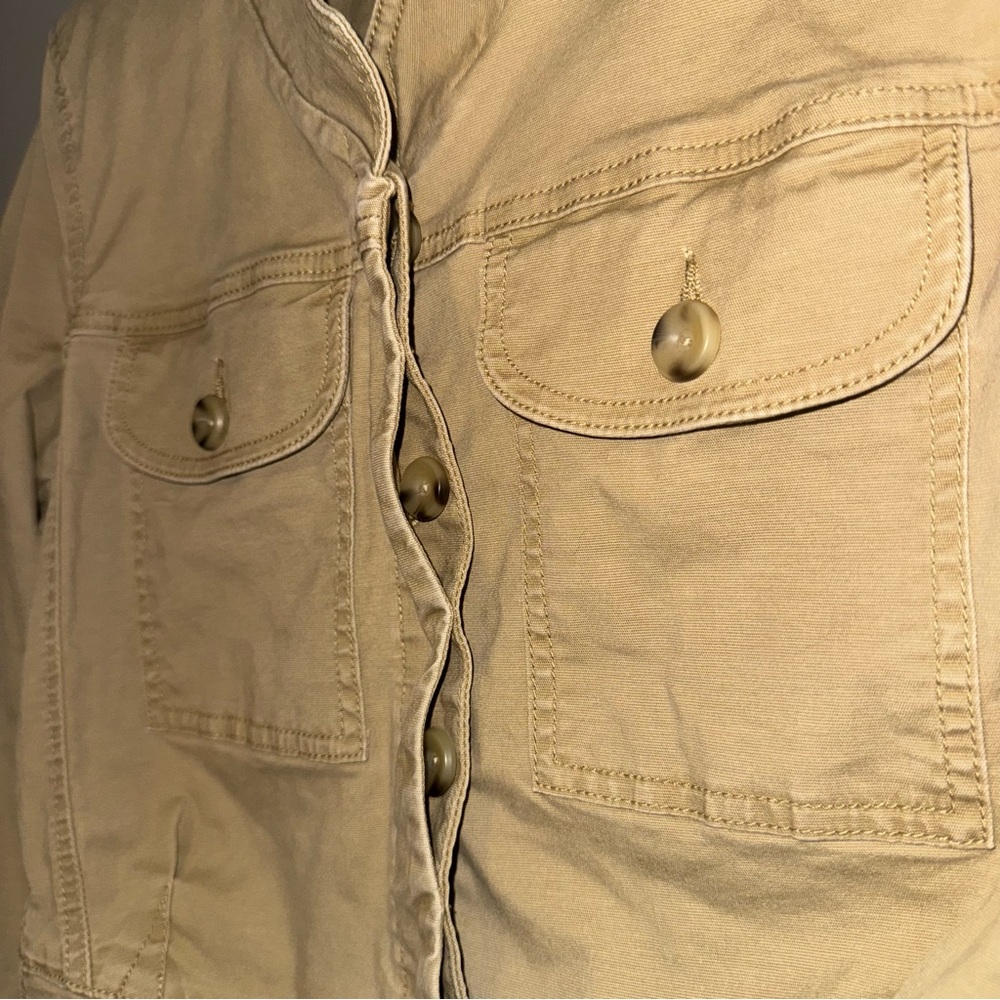 CABI Camp Canvas Utility Jacket Khaki Peplum Button Accents Women’s Small NWOT - Picture 3 of 7
